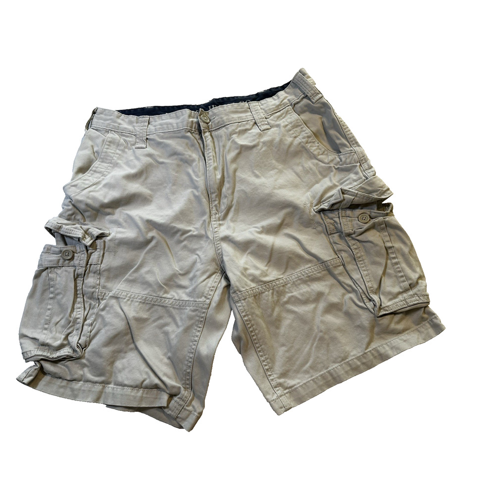 Nautica Cargo Chino Shorts Cream 36W Cotton Pockets Canvas Utility Gorpcore